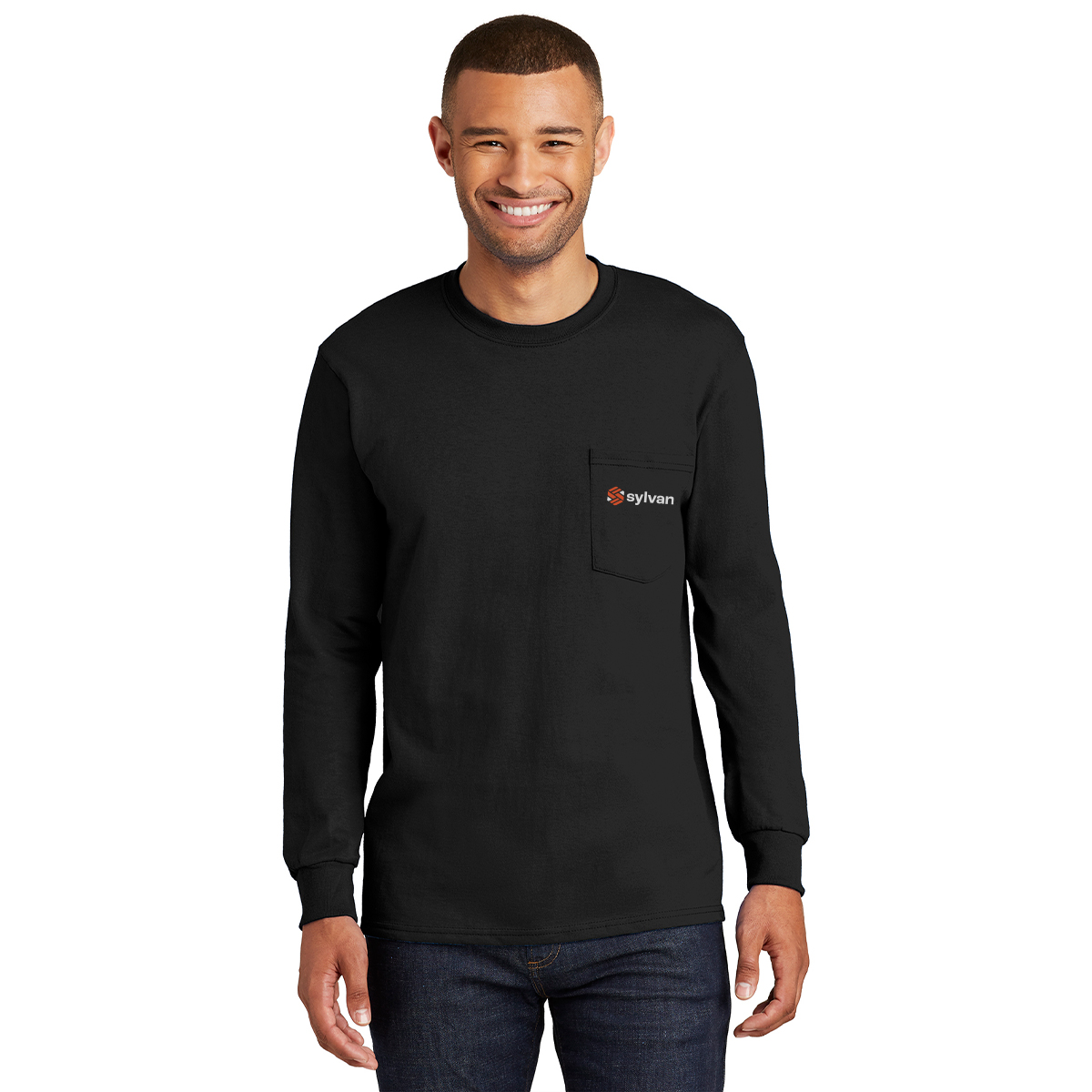Sylvan Port & Company® Tall Long Sleeve Essential Pocket Tee