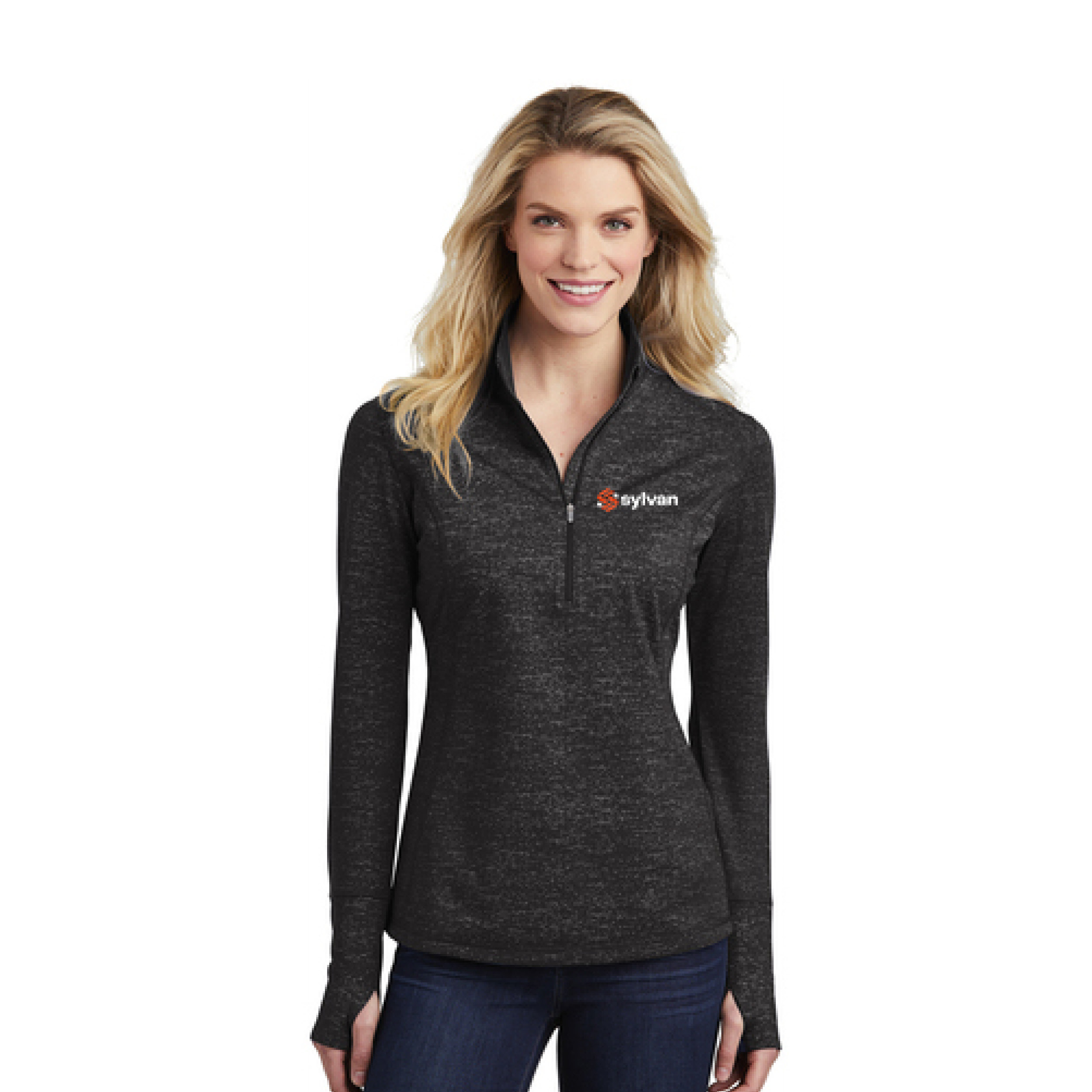 Sport-Tek ® Ladies Sport-Wick ® Stretch Reflective Heather 1/2-Zip Pullover